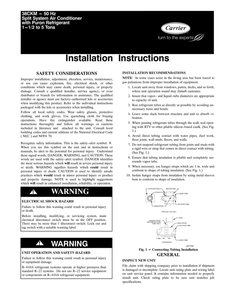 Carrier 38CKM --- 50 Hz Split System Air Conditioner with Puron Refrigerant 1---1/2 to 5 Tons